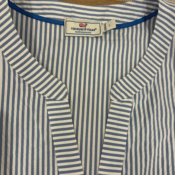 Vineyard Vines Blue & White Striped Seersucker Preppy Summer Dress Large - Picture 4 of 5